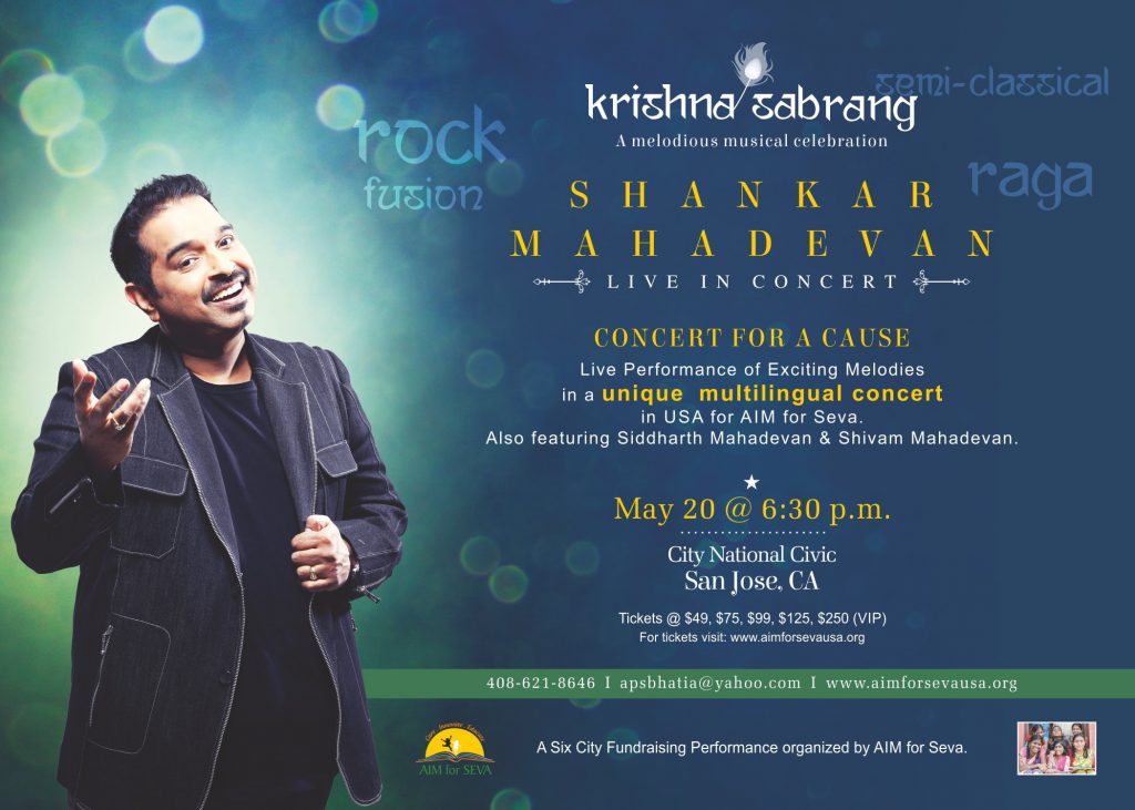 Shankar Mahadevan Concert completed on May 20th AimforSevaBayArea